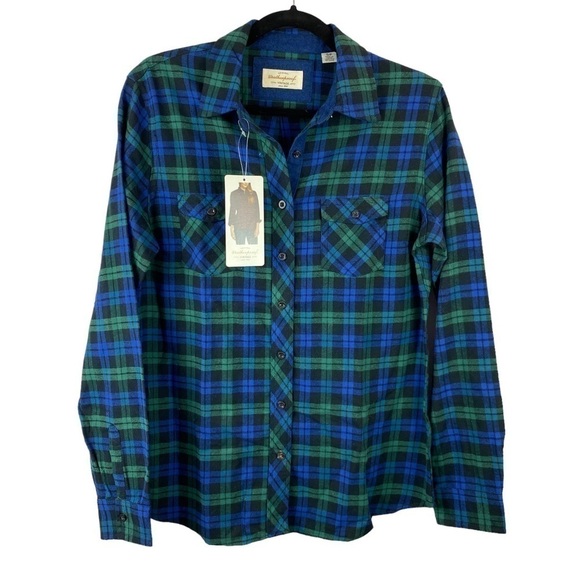 Weatherproof Vintage Plaid Flannel Cotton Outdoor Button Down Shirt Small Blue - Picture 2 of 9